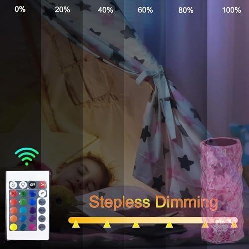 2-Pack Crystal Table Lamp Touch, 16 Color Changing Night Light, Rechargeable, Dimmable, RGB Rose Diamond Mood Lighting, Protable Cordless Desk Lamp Bedside Led Light for Bedroom Living Room Party - Image 4