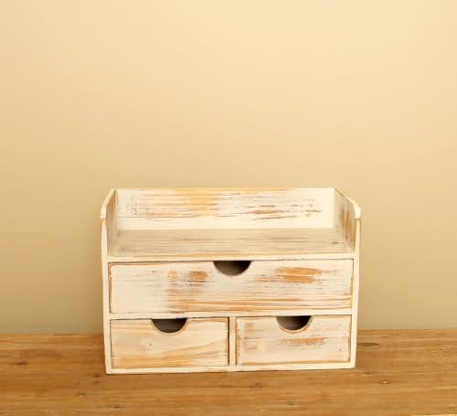 White Wooden 3 Drawer Desk Organizer with Shelf,Mail Rack Vanity Storage - Image 5