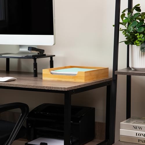 Mind Reader Paper Tray, Desktop Organizer, File Storage, Modern, Office, Bamboo, 10.25"L x 12.5"W x 2.25"H, Brown - Image 6