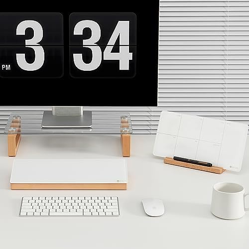Glass Desktop Whiteboard with Wood Organizer for Small Office Accessories, Aesthetic Desk Dry Erase White Board with Drawer for Home Office Cubicle, Marker & Eraser Included, Yeoux - Image 4