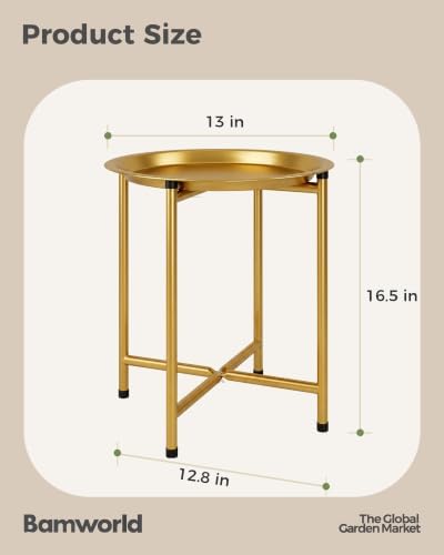 Bamworld Plant Stand Indoor Tall Plant Table Outdoor Plant Stool Black Gold - Image 5