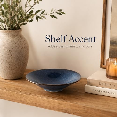 Blue Ceramic Bowl, 9in Blue Decorative Centerpiece Bowl for Coffee Table Decor - Image 6