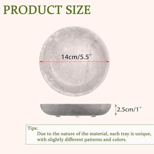 Hipiwe Small Key Bowl for Entryway, 5.5" Round Natural Travertine Tray - Image 3