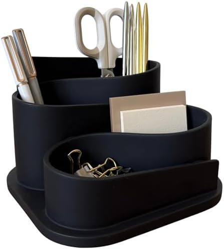 OAKOA Black Modern Desk Organizer - Minimalist Desk Accessories Pen Holder by OAKOAHome