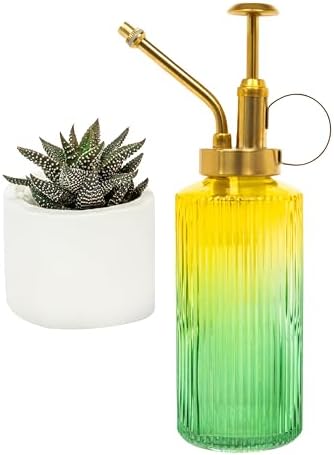 Useful Co. Yellow & Green Glass Plant Mister for inside, Mister for Plants, Plant Sprayer Mister, Decorative Plant Mister Spray Bottle with Adjustable Nozzle for indoor plants (230ml/ 7.8oz) by TheUsefulCo