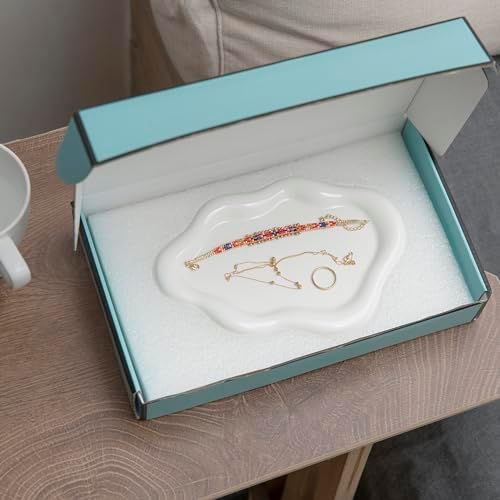 Lynagert Cloud Trinket Dish, Chubby Jewelry Tray, Ceramic Jewelry Ring Trinket Dish for Rings Earrings Necklace Organizer, Mother's Day Thanksgiving Christmas Birthday Bridesmaid Gifts (White) - Image 3