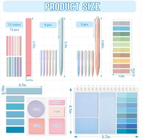 Jutom 41 Pcs Aesthetic Book Annotation Kit with Pencil Bag Bible Journaling Kit Notebook Sticky Note Tab Highlighter Black Ink Pen Page Marker School Office Supplies Bible Lover Gift(Blue) - Image 4