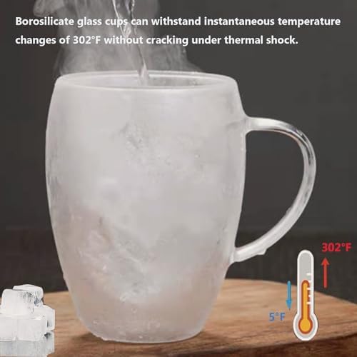 DINGPAI 4 Pack Double Wall Glass Coffee Mugs, 12oz Clear Coffee Cups - Image 6