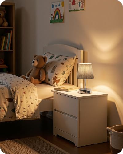 Small Bedside Table Lamp, Touch Dimmable Table Lamp with USB Ports, Nightstand Lamp with a Stepless Dimming LED Bulb, E26 Base, for Bedroom, Study, Desk, Glossy Gray and Gray PSH16TL05 - Image 7