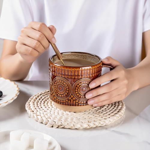 GBhome 16 oz Coffee Mugs Set of 4, Stackable Ceramic Coffee Cups Set - Image 4