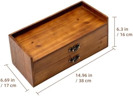 Wooden Drawers Organizer Soild 2 layers Desktop Drawer Storage Box - Image 3