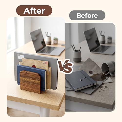 Acacia Wood Mail Organizer Countertop -Letter Holder for Office Desk - Image 4