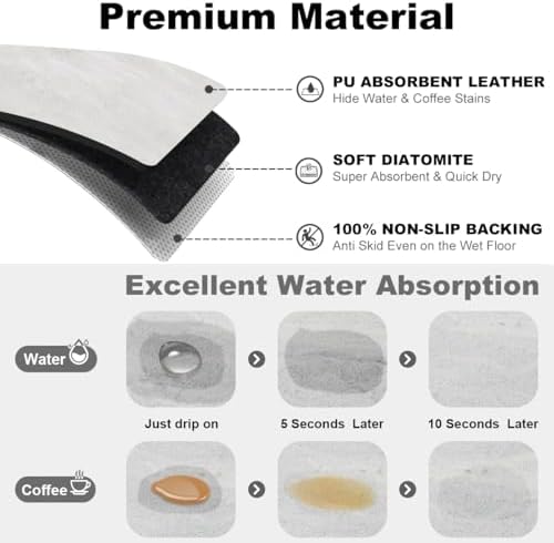 Findosom Dish Drying Mat, 12" x 20" Super Absorbent Coffee Mat, Light Grey - Image 5