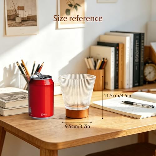 Battery Operated Night Light with Timer, Aesthetic Cordless Battery Powered Decorative Ambient Glass Lamp, Small Cozy Nightlight for Dorm, Nightstand, Bathroom, Warm, Vertical Striped Pattern - Image 2