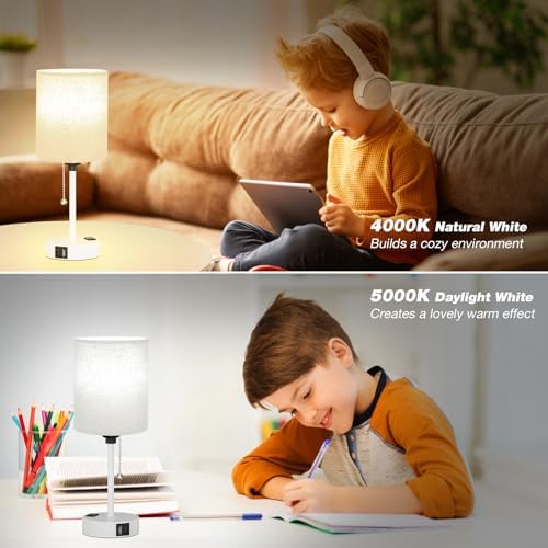 Small Bedside Table Lamp for Bedroom, Desk Lamp with USB Ports for Dorm - Image 6