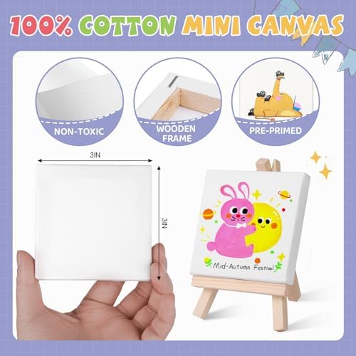 ESRICH 6 Set Mini Acrylic Paint Kit, Mini Stretched Canvas with Easel - Image 4