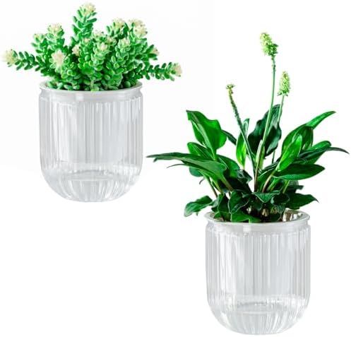 Melphoe Self Watering Pots for Indoor Plants Planter, 4.7 Inch 2 Pack Planters Self Watering Plant Pots for Flower, Houseplants, Succulent, African Violets and Cactus with Drainage by Melphoe