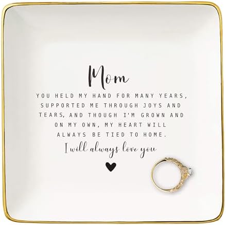 Mother of the Bride Gifts from Bride,Bridal Shower Gift for Mother,Wedding Present for Mom from Daughter-Thank You Present for Mom-I Will Always Love You-Ceramic Jewelry Tray Trinket Holder Ring Dish by NZY