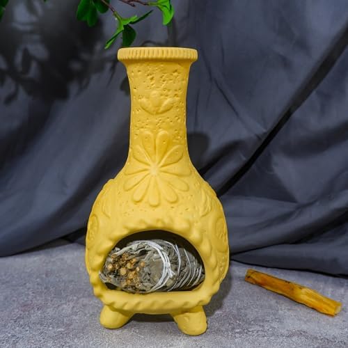 Yellow Floral Palo Santo Chiminea,Smudge Stick-Incense Cones Burner Holder - Image 6