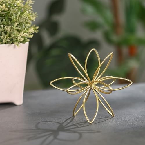 4.25" Gold Sphere Decor, Metal Handmade Floral Decorative Sculpture, Abstract Tabletop Decorative Ball for Home Metal Sphere Decor - Image 2