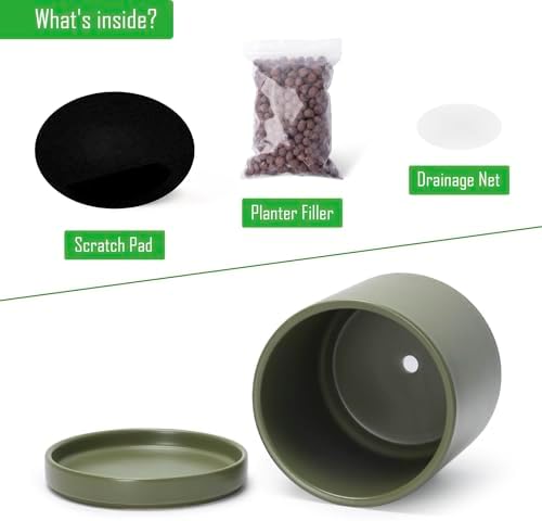 D'vine Dev 8.2 Inch Ceramic Planter Pot, Olive, 94-O-D-J - Image 4