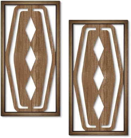 Putuo Decor 2 Pcs Mid Century Modern Wall Decor, Wooden Abstract Geometric Decor, Abstract Wall Sculpture for Living Room, Bedroom by PUTUODECOR