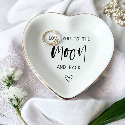 Heart Ring Dish, White Ceramic Jewelry Dish For Mom Wife Bride Lover, Ceramic Jewelry Dish, Trinket Tray, Mother's Day, Wedding Gifts - Image 2
