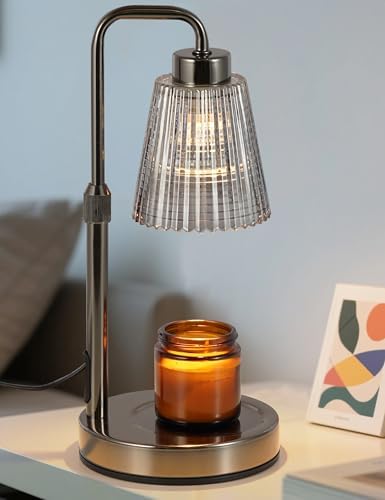 Silver Gray Candle Warmer Lamp with 24h Cycle Timer, Dimmable Wax Warmer by GODONLIF