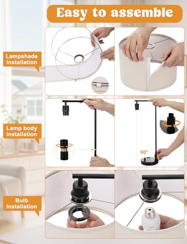 20.7" Tall Table Lamp with USB & Outlet, Fully Dimmable Nightstand Lamp - Image 6
