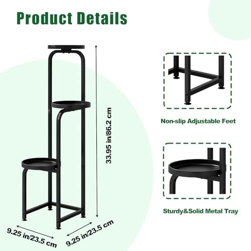 INGIORDAR Plant Stand Indoor Outdoor Corner Tiered Plant Shelf 3 Tier Metal - Image 4