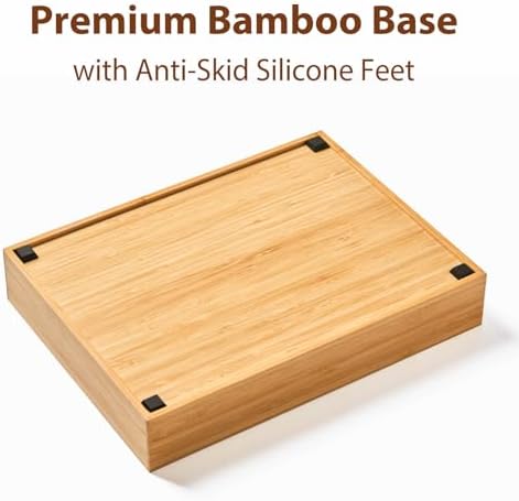 Umilife Bamboo Desk Drawer Organizer, Wood Junk Organizer Tray with Adjustable Dividers, Anti-Skip Storage Organization in Office Bathroom Drawer for Vanity, Makeup, 12" x 9" - Image 4