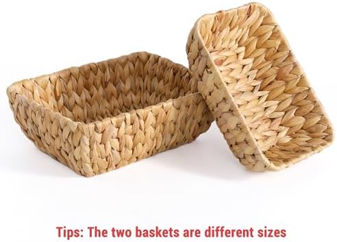 Small Wicker Baskets for Organizing 2 Pack, Hand Woven Baskets for Storage, Towels and Toilet Paper Organization, Woven Gift Basket,Countertop Baskets Set for Organizing - Image 6