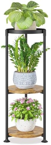 LASZOLA Plant Stand Tall Flower Holder for Indoor Corner, 3 Tier Black by LASZOLA