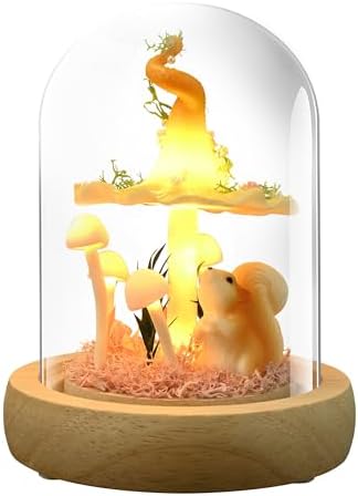QUELIEN Mushroom Lamp in Glass Dome,Mushroom Gifts for Women - Warm LED Night Light for Bedroom Decor,Birthday Party Decorations,Ideal Birthday Gift Valentines Gift by QUELIEN