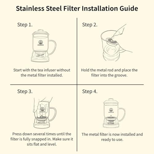 Glass Tea Infuser, Easy Drain for Loose Leaf, 15.2 oz, Black - Image 5