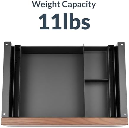 Desky Minimal Under Desk Drawer – Slim Pull-Out Metal Storage Organizer for Sit-Stand Desks, Smooth Glide, Space-Saving Design, Easy Mount, Dark Bamboo & Space Gray Frame - Image 5