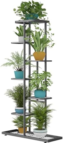 LINZINAR 7 Tier Plant Stand Indoor Outdoor Metal Flower Pot Display Shelf by LINZINAR