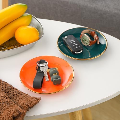 VanEnjoy 5.3 Inch Jewelry Dish Tray Small Jewelry Tray for Women Green Ceramic Trinket Dish Catch All Tray for Ring Earring Necklace Bracelet Key - Image 6