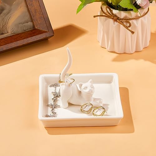 PUDDING CABIN Cat Mom Gifts for Women, Cat Ring Holder for Jewelry, Jewelry Tray Dish Rings Bracelets Earrings Trinket Tray, Gifts for Cats Lovers Mother's Day Birthday Christmas Wedding - Image 3