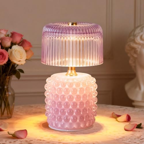 Small Battery Operated Lamp with Timer, Pearl, Purple by SisiHokai