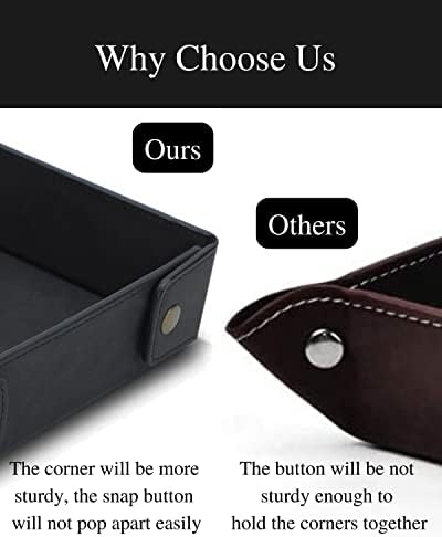 CASIRENA Faux Leather Valet Tray Organizer for Men - Catch-All Tray for Entryway Table Key, Wallet, Watch, Coin Change, Phone, Dresser EDC Dump Jewelry, Bedside Nightstand Desk-top - Image 3