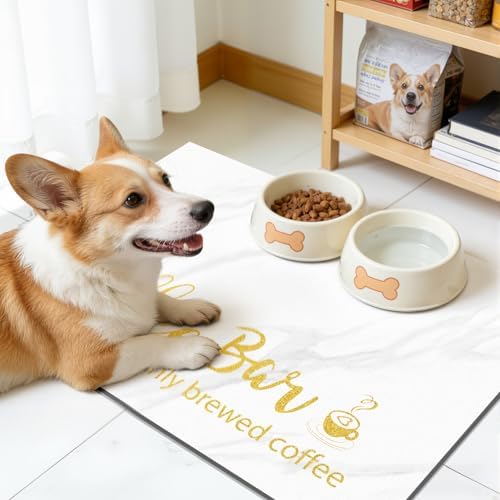 Findosom Dish Drying Mat, 16"x 24" Super Absorbent & Hide Stain Coffee Mat, Cuttable Drying Mat for Kitchen Counter, Coffee Bar Accessories, Under Dish Rack, Coffee Maker, Espresso Machine, White - Image 3