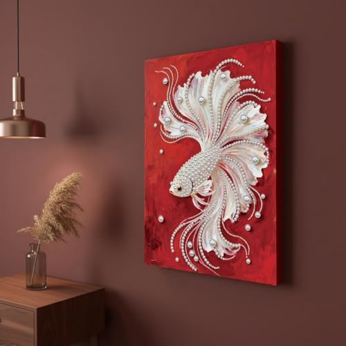 DIY Pearl Painting with Frame, Creative Design, Handmade Stress-Relieving Home Wall Decoration, Includes Frame and Tools-Goldfish - Image 5