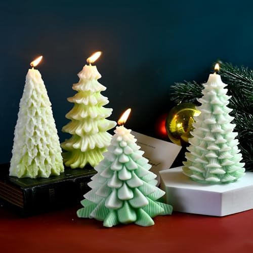 MGLIFEUL 5 PC Christmas Tree Pine Cone Silicone Candle molds with Wax Wick - Image 4