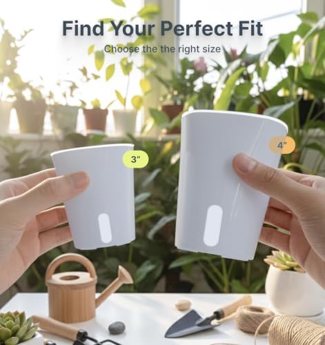 10 Pack 3" Self Watering Pots for Indoor Plants, Clear Inner Cup, Small Blue Grey Plastic Planter, Water Level Indicator,Drainage Hole, Extra 3ft Wick, Cutting,Seedling,Herb,African Violet - Image 5