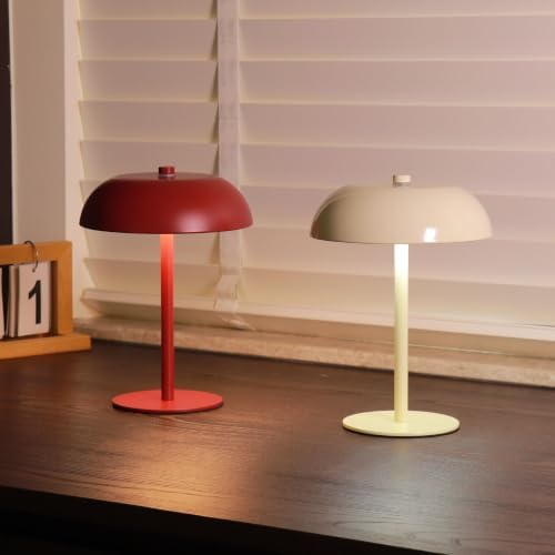 2 Pack Cordless Mushroom Table Lamp, Rechargeable, Dimmable 3 Color, Red - Image 5