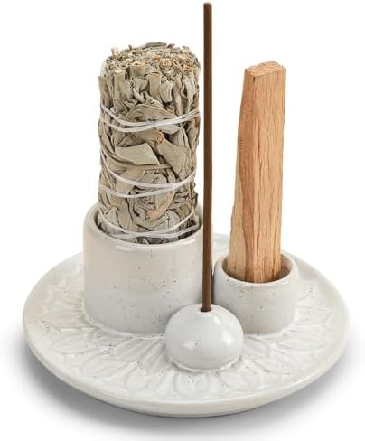 Ceramic Palo Santo and Sage Incense Holder, Spotted White by ToolSentryX