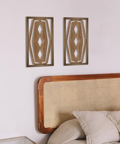 Putuo Decor 2 Pcs Mid Century Modern Wall Decor, Wooden Abstract Geometric Decor, Abstract Wall Sculpture for Living Room, Bedroom - Image 5