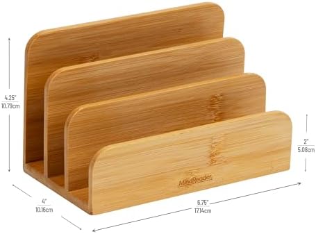 Mind Reader 3-Tier Mail Sorter, Desktop Organizer, Mail Organizer, Modern, Office, Bamboo, 6.75"L x 4"W x 4.25"H, Brown - Image 3
