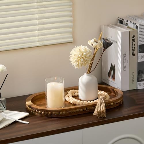 Decorative Oval Acacia Wood Tray for Coffee Table Home Decor - Image 7
